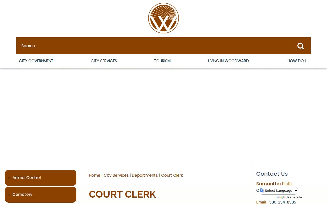 Woodward County bench warrants municipal court clerk information