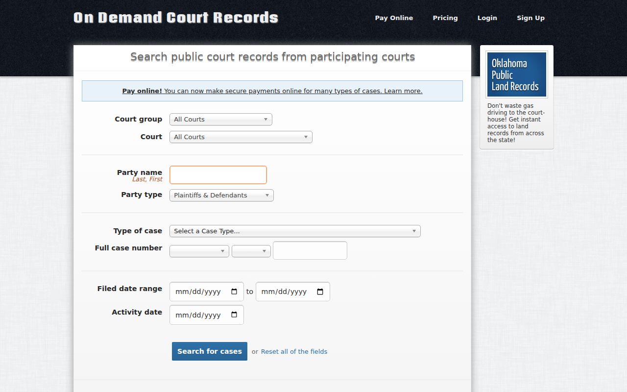 Woodward County warrant search linked public court records