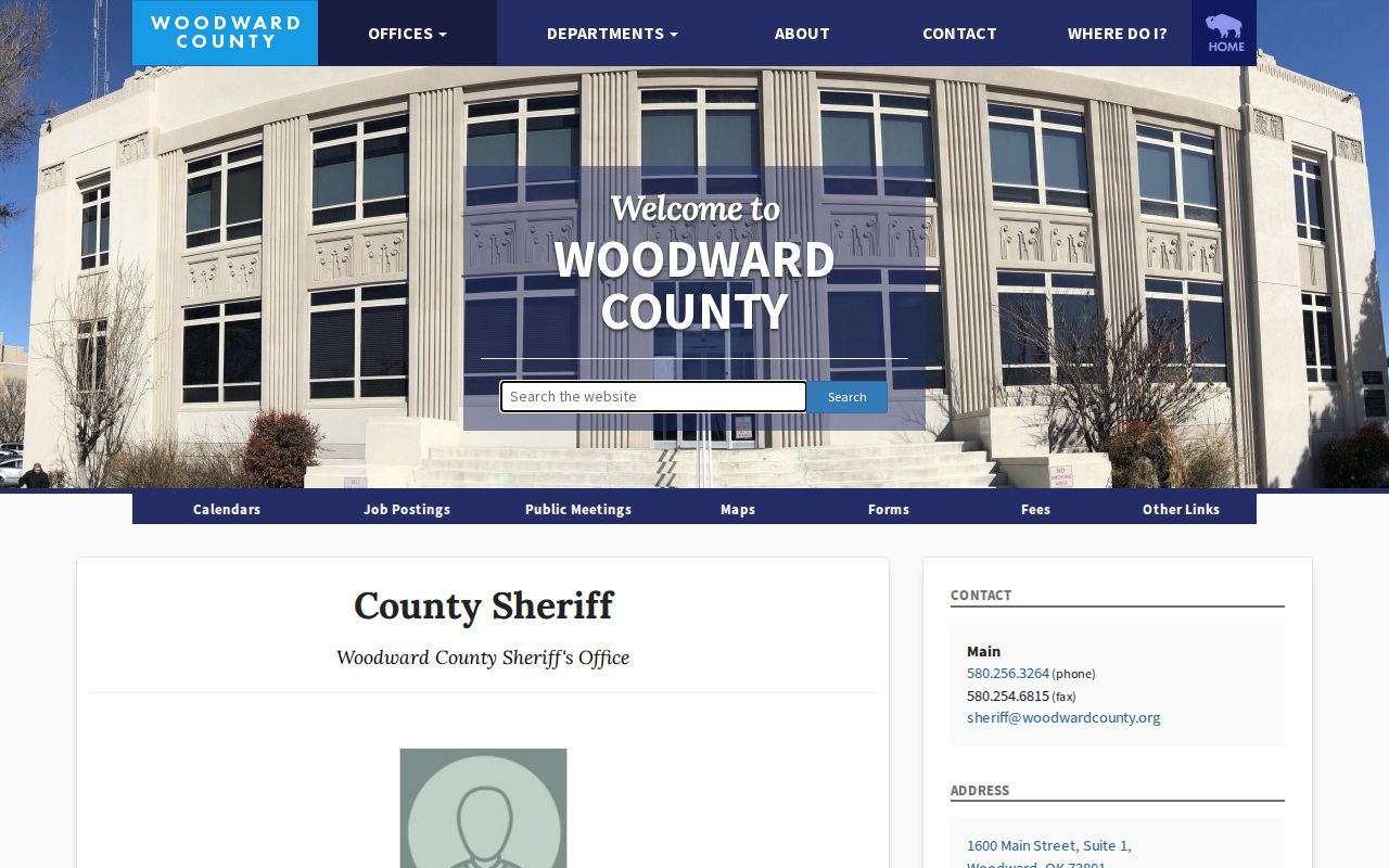 Woodward County warrant records sheriff office contact