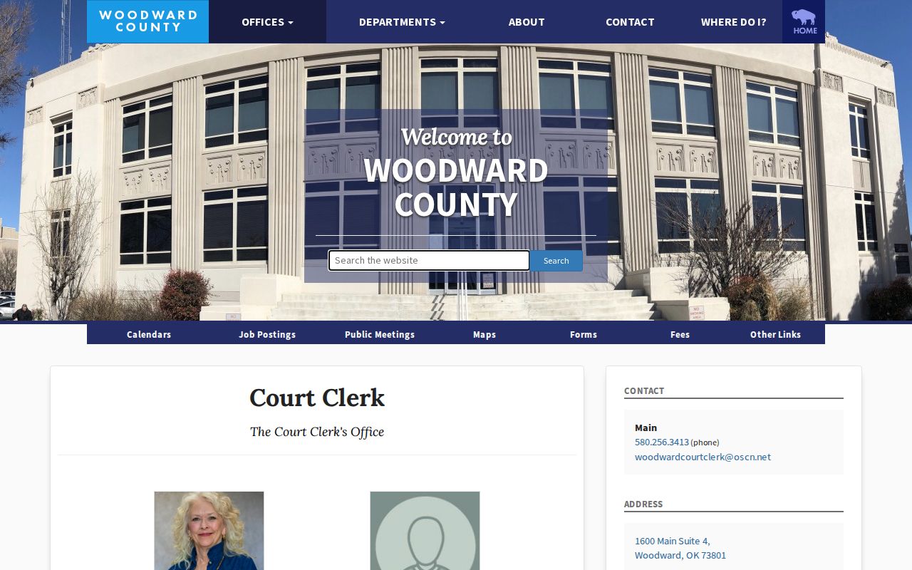 Woodward County warrant records Court Clerk office