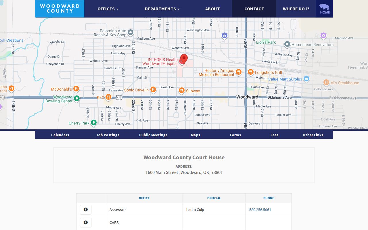 Woodward County warrant records county office directory